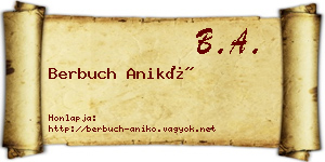 Berbuch Anikó névjegykártya